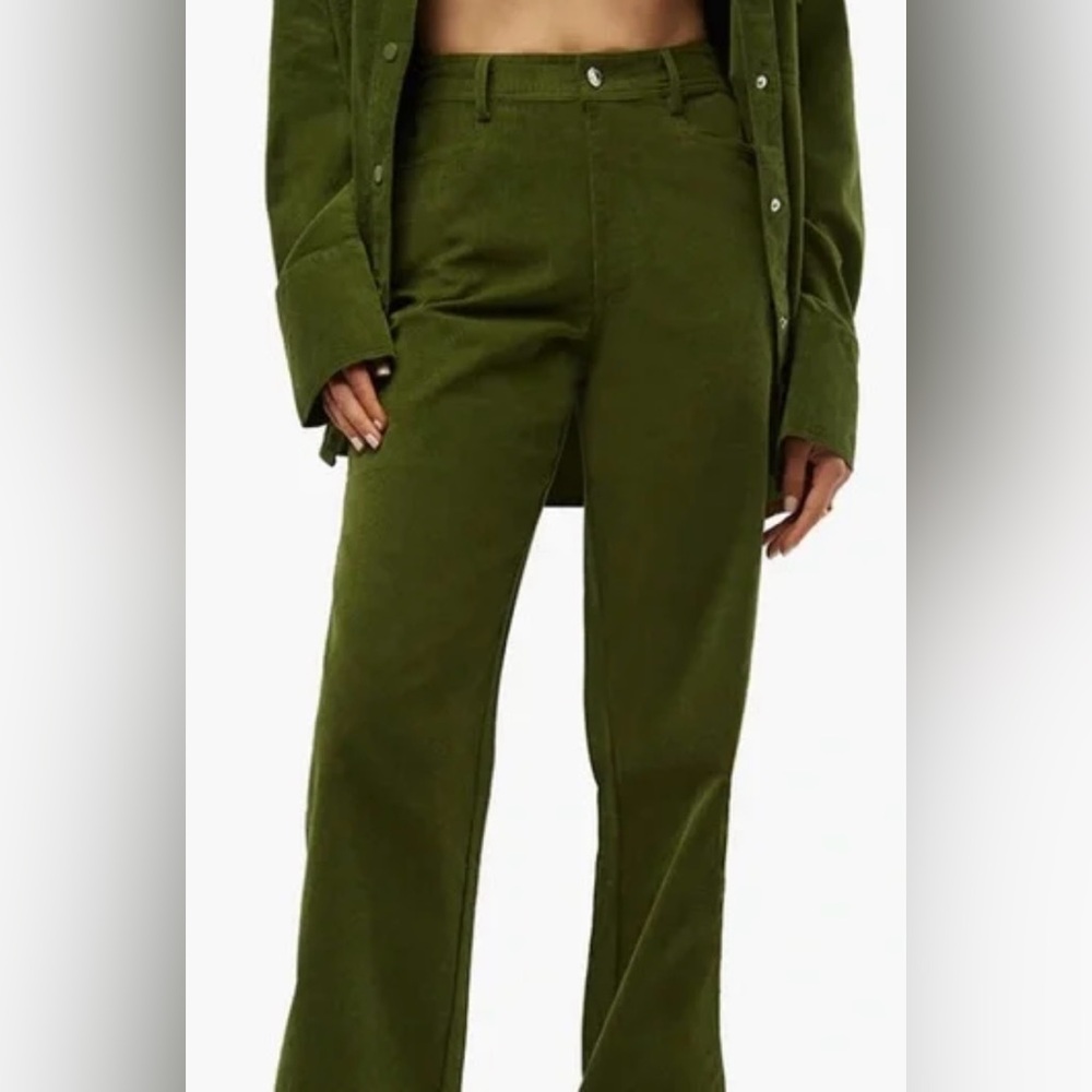 WeWoreWhat x Revolve Straight Leg Elastic Back Corduroy Pants in Basil Size XS